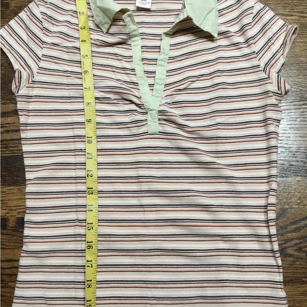 Guess Striped Short Sleeve Top - Cream and Brown - Picture 4 of 7